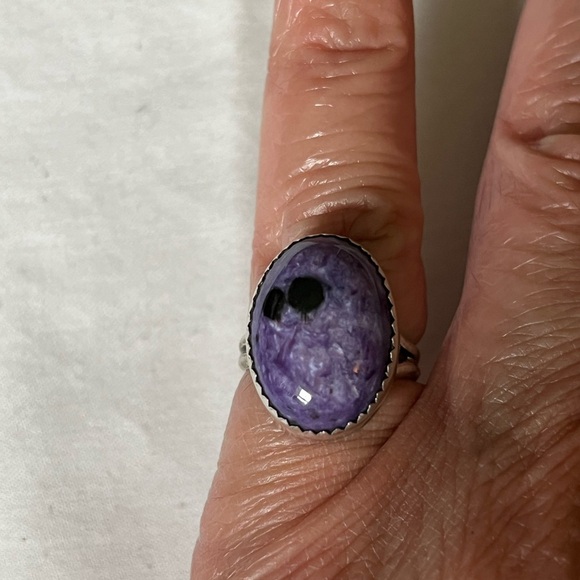 Navajo Charoite and Sterling Artist Marked  PP Ring Sz 5.5 EUC - Picture 3 of 11